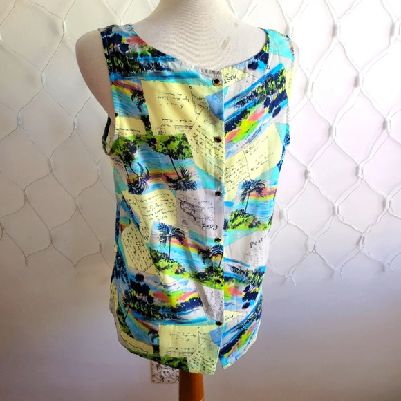 Banana Republic Flowy Tank Top / Graphic / Size Large - Picture 4 of 6